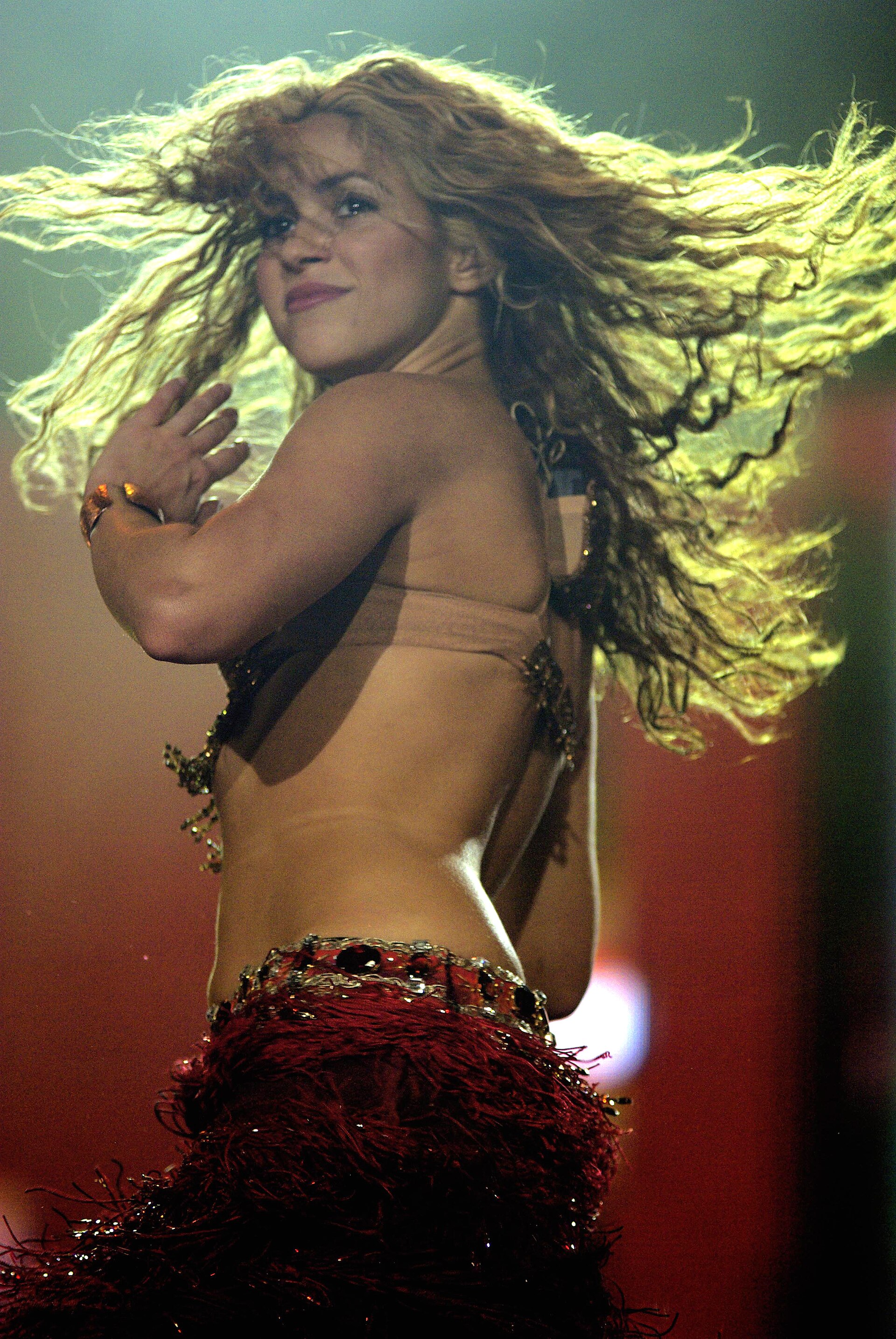 Shakira performing on stage at Rock in Rio 2008