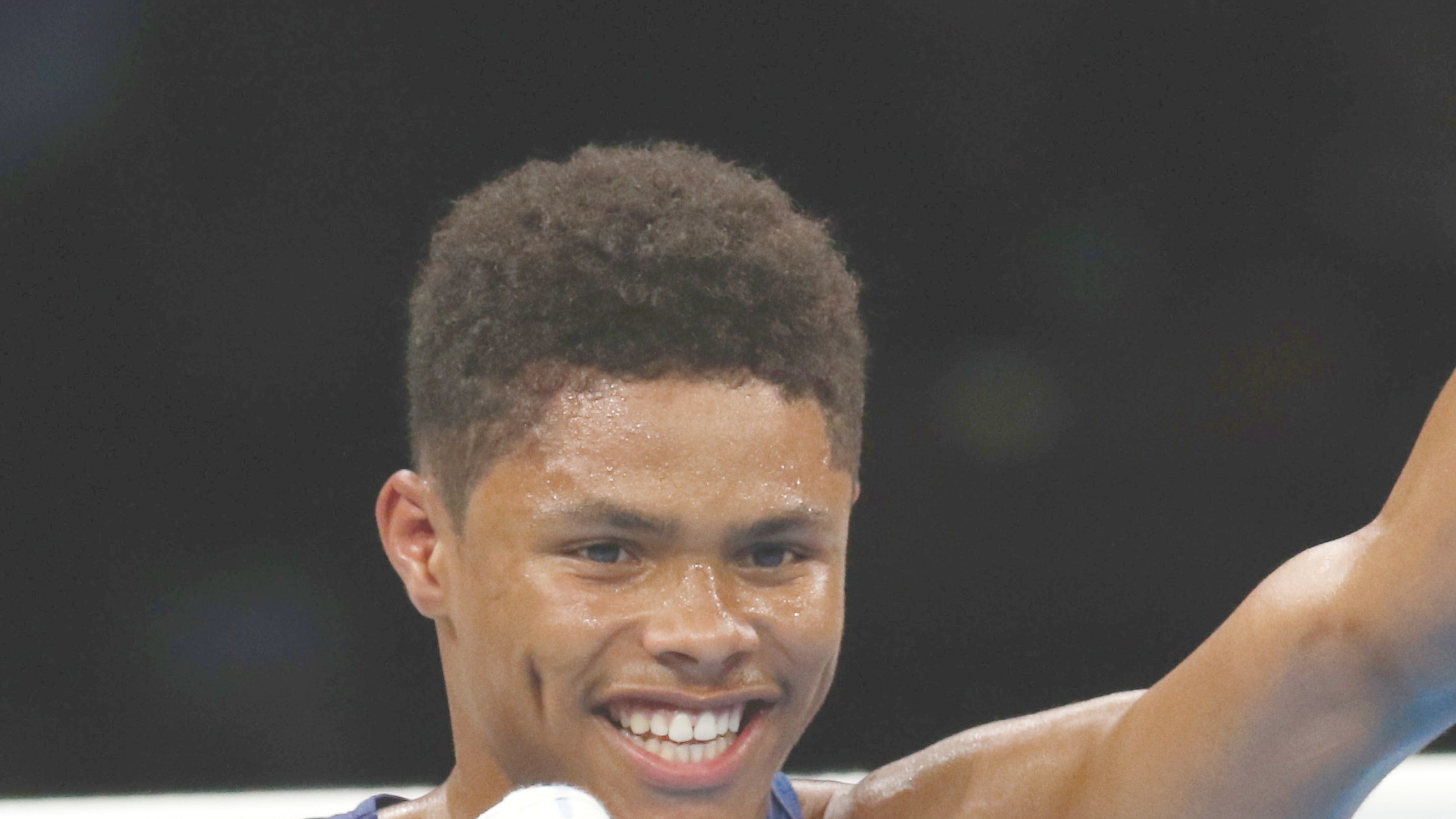 Shakur Stevenson celebrates in the ring for Team USA at the Rio 2016 Olympics, where he won the bantamweight silver medal (file photo)
