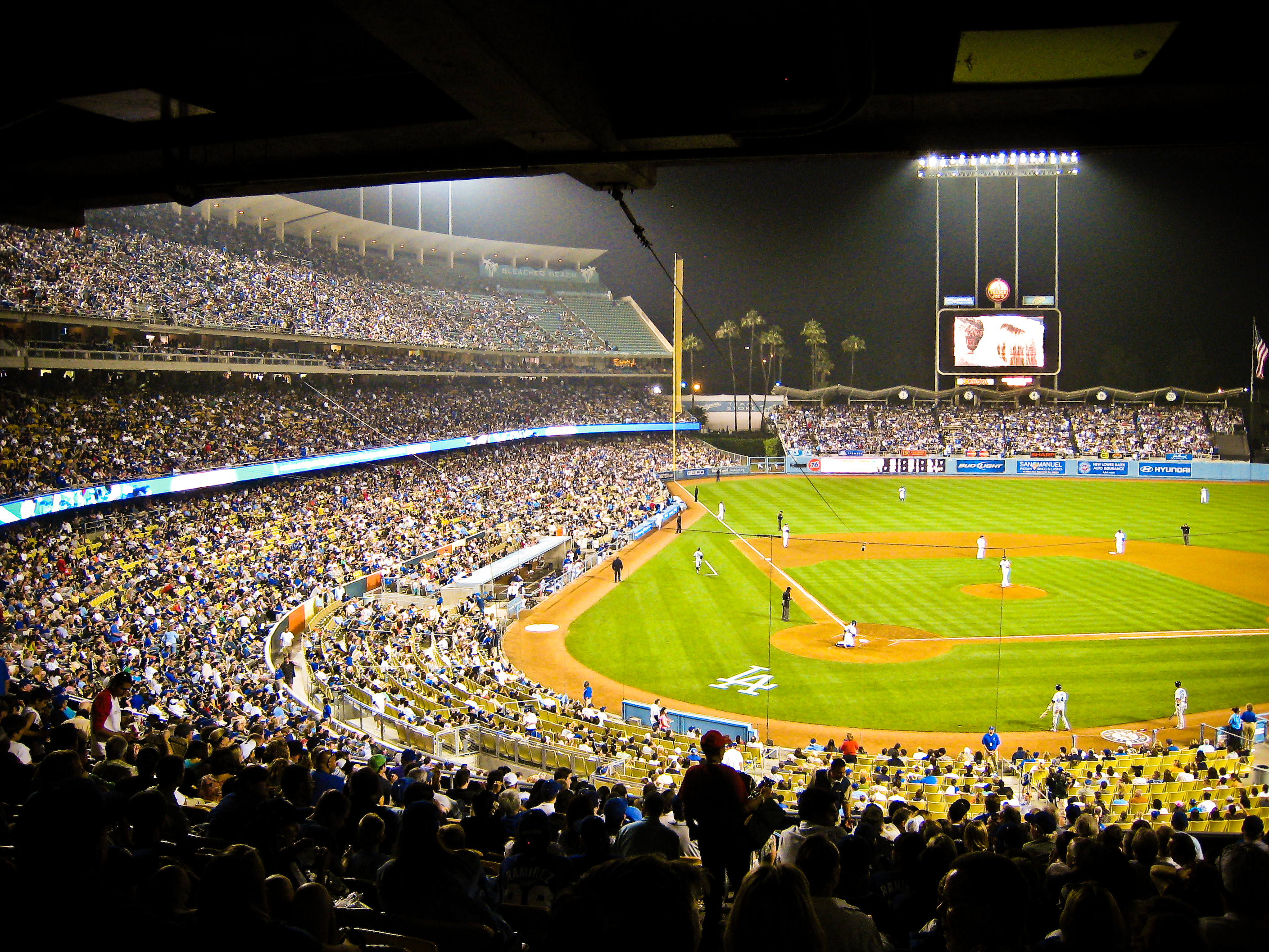 Dodger Stadium packed for a night game