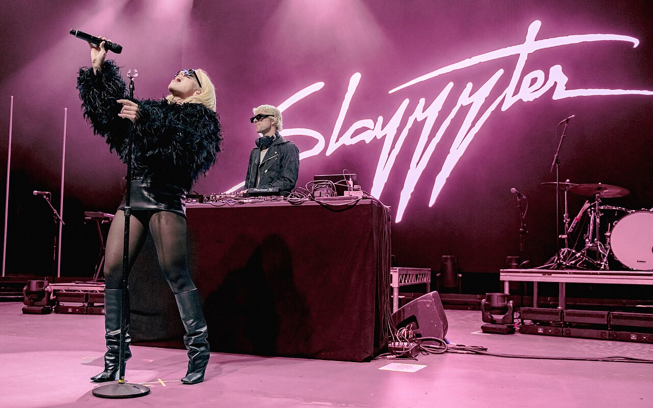 Slayyyter performing live at the Greek Theatre in Los Angeles, October 2024