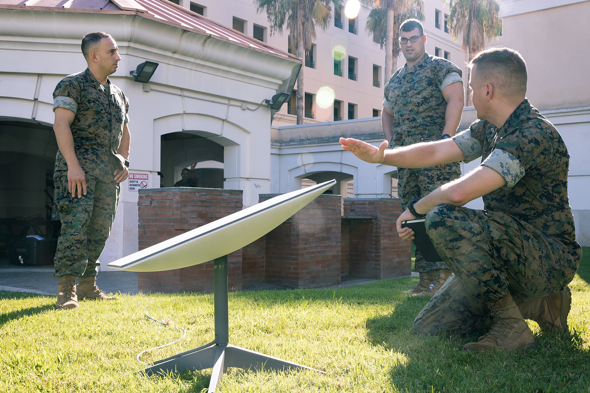 U.S. Marines training with a Starlink satellite communications terminal
