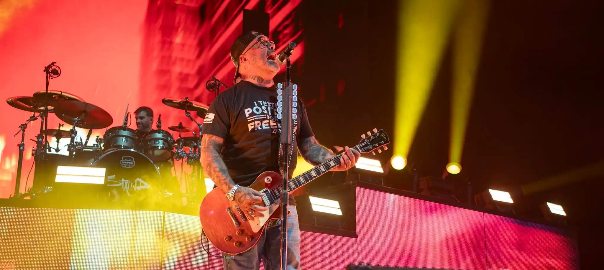 Staind performing on stage in Camden, New Jersey