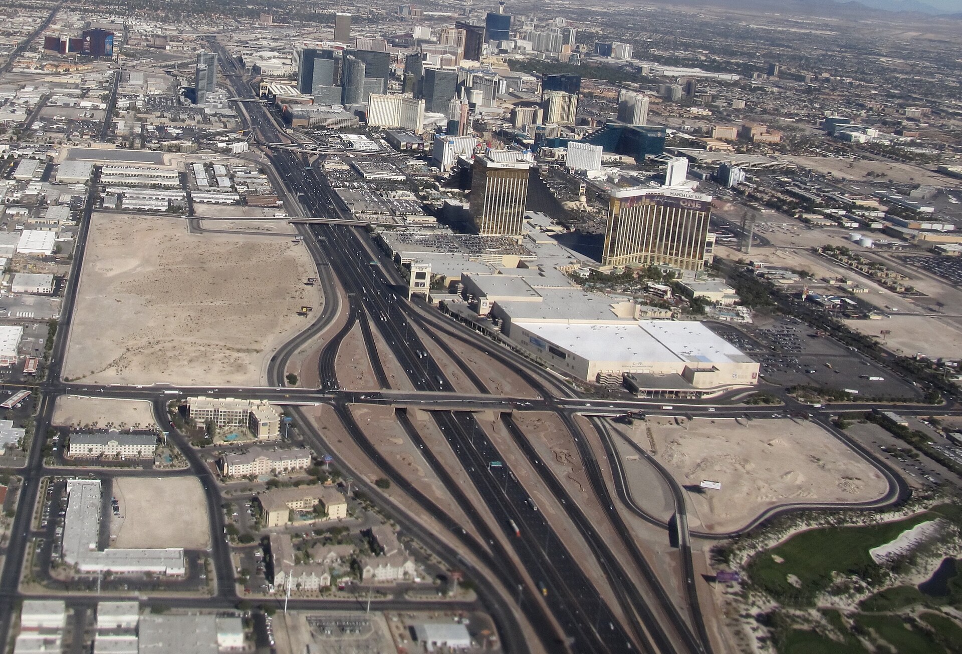 Interstate 15 and the Las Vegas Strip in Las Vegas, Nevada
