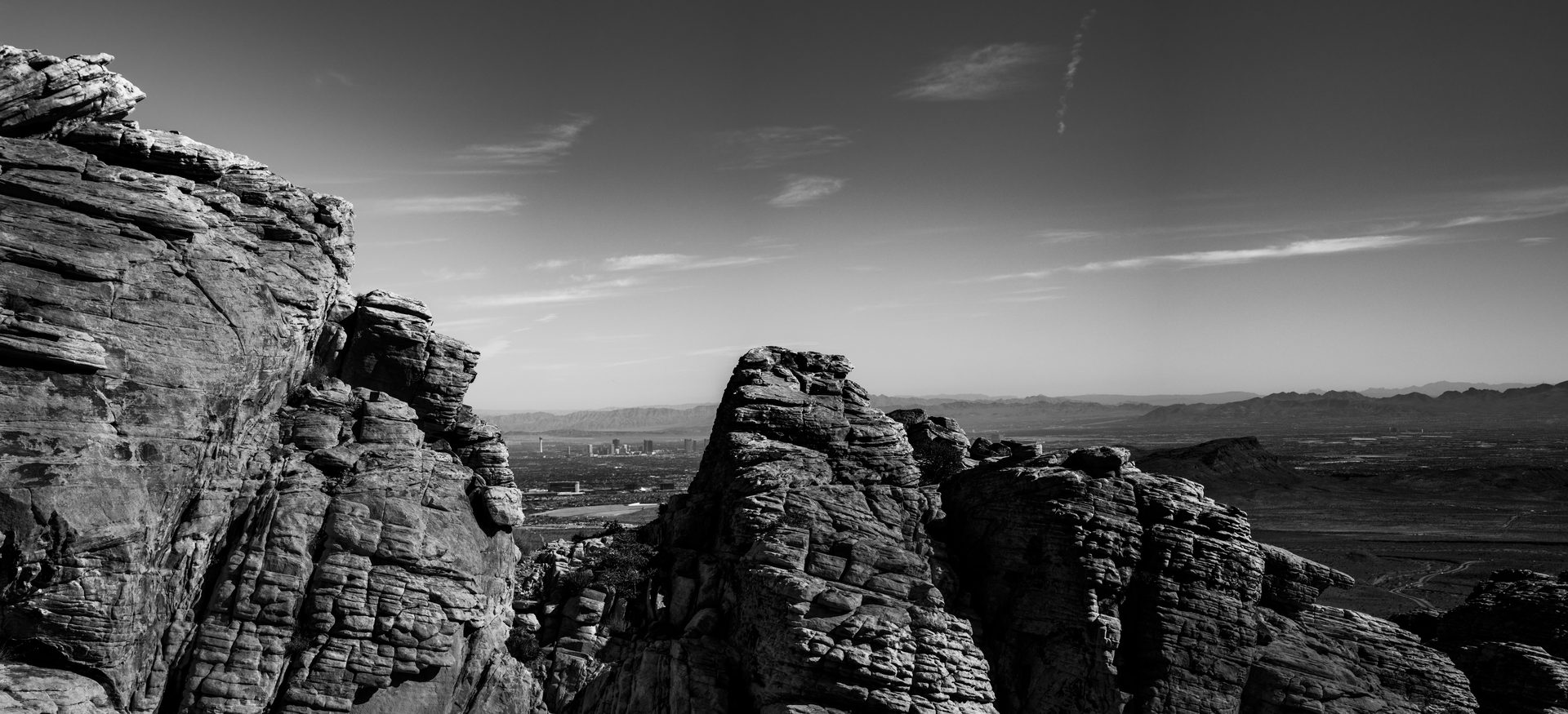 The Las Vegas Valley seen from Red Rock Canyon at sunset