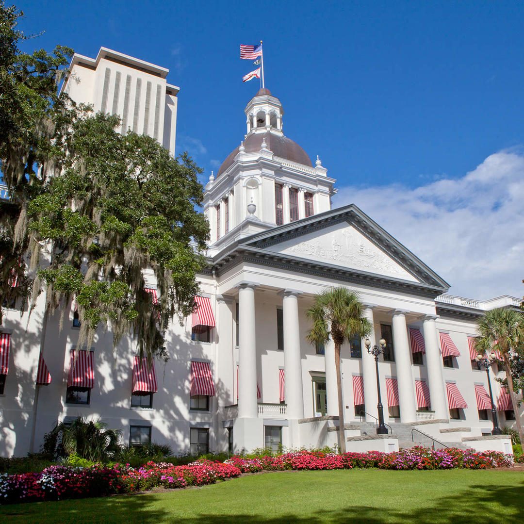 The historic Florida Capitol in downtown Tallahassee.