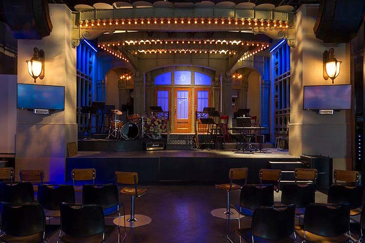 The Saturday Night Live set at Studio 8H in 30 Rockefeller Plaza.