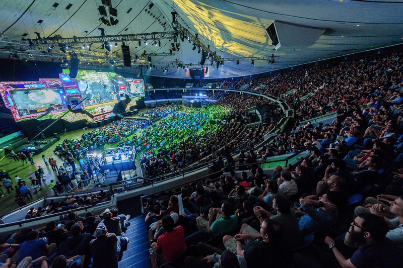 Esports crowd in arena during a League of Legends final