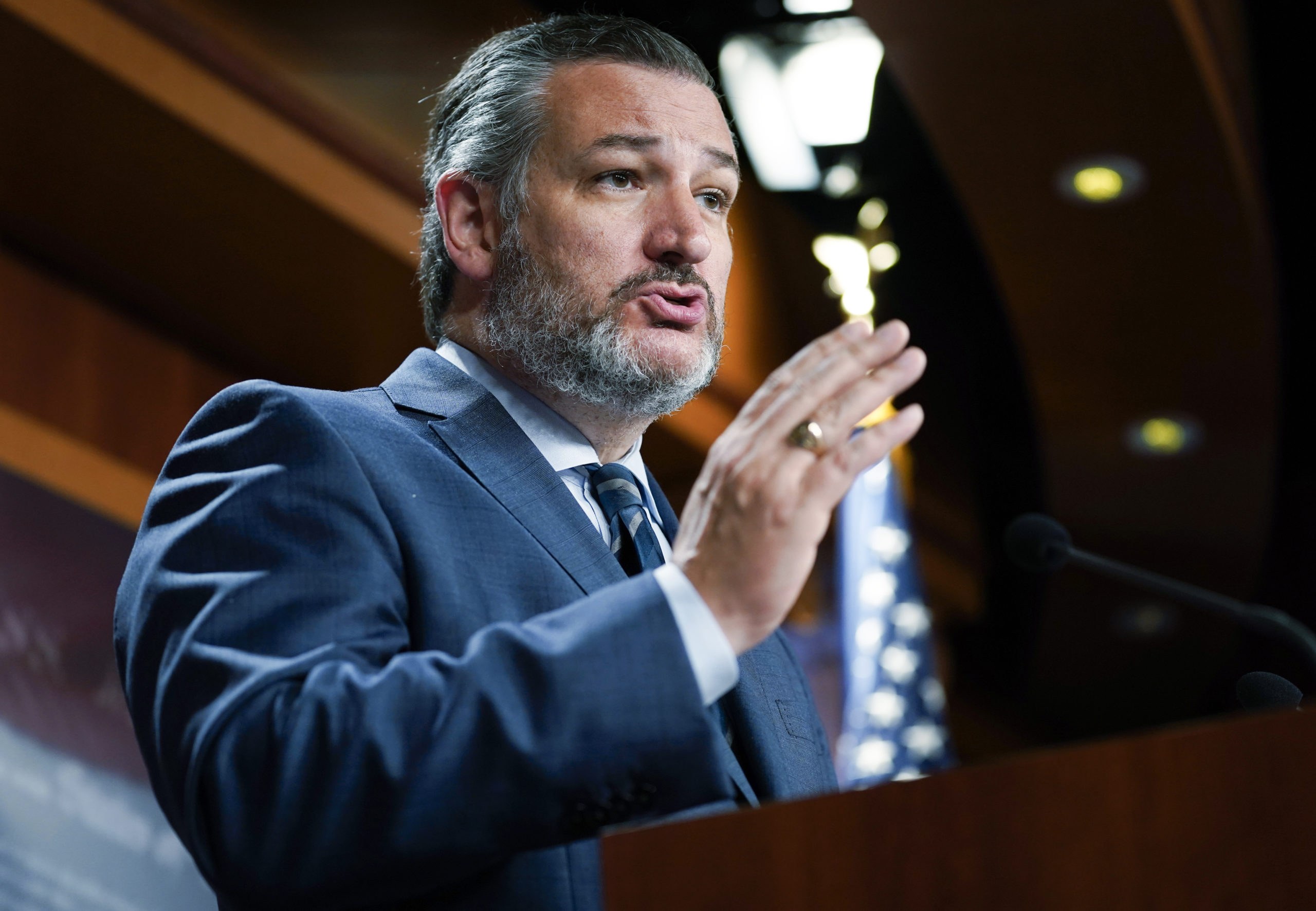 Sen. Ted Cruz speaking at a Senate press event