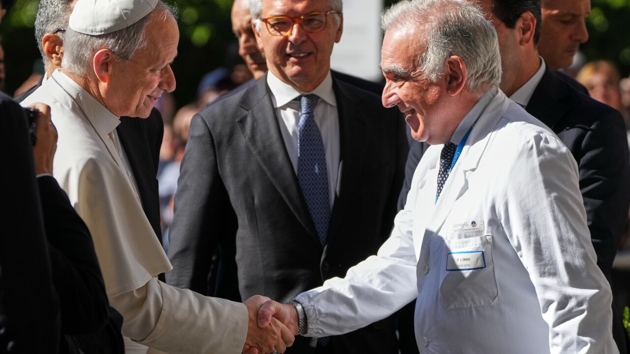 Pope Leo XIV arriving at Rome's Gemelli hospital on Tuesday, October 13, 2026, for surgery to remove a lung nodule