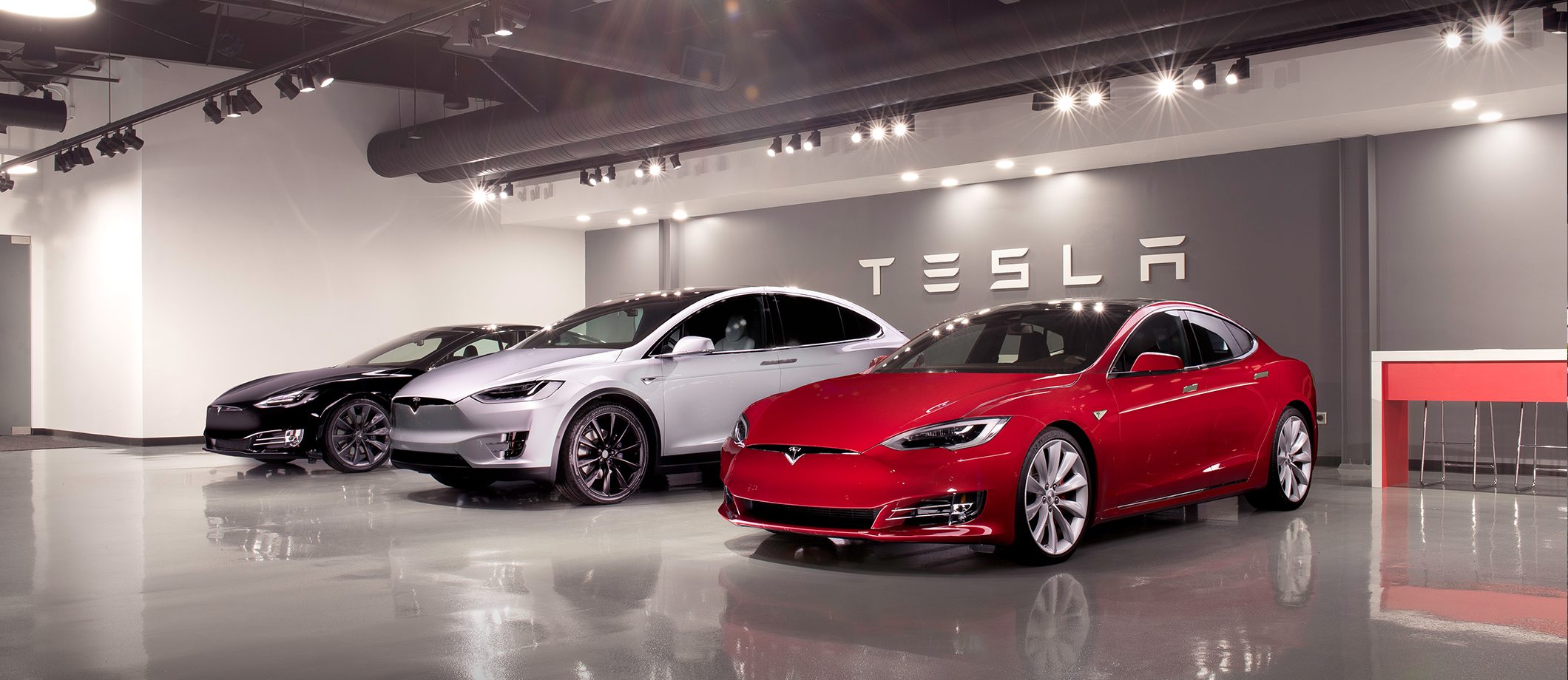 Tesla electric vehicles lined up inside the company's Fremont, California factory (file photo)