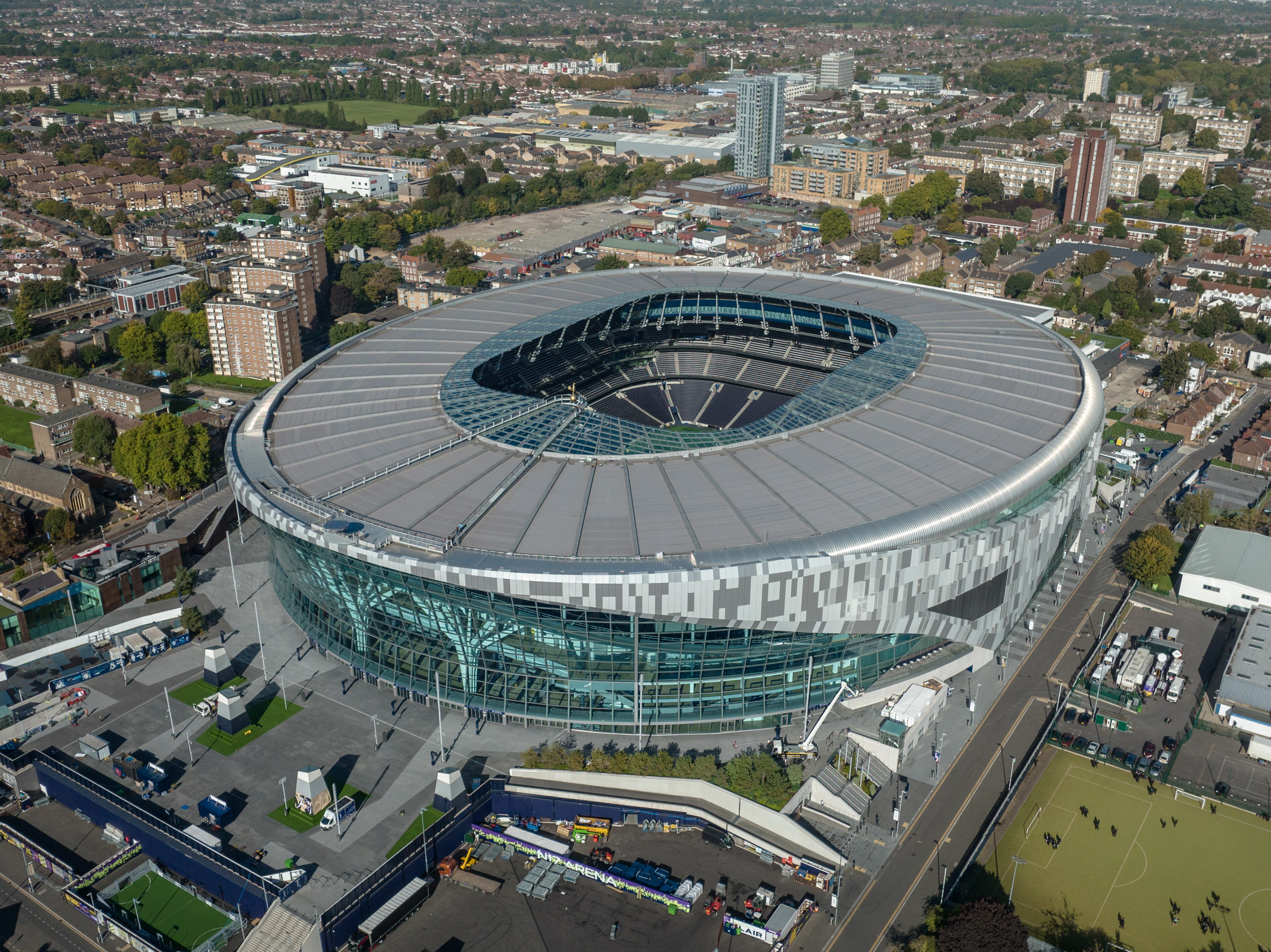Tottenham Hotspur Stadium in London, file photo of the venue for Monday night's Premier League match