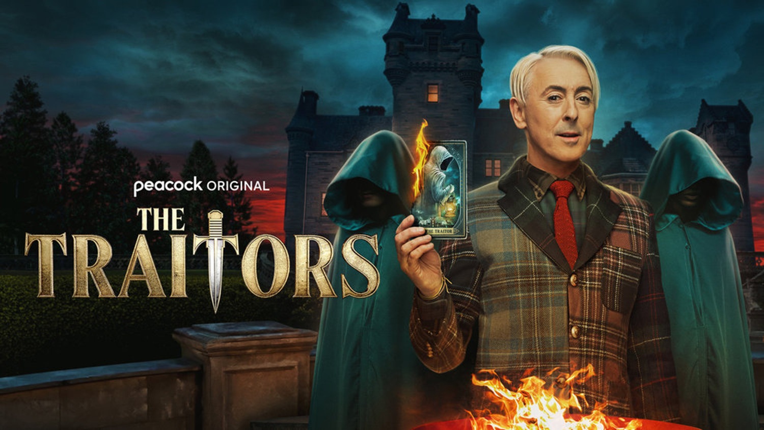 The Traitors key art — Alan Cumming hosts Peacock's Emmy-winning reality competition at Ardross Castle