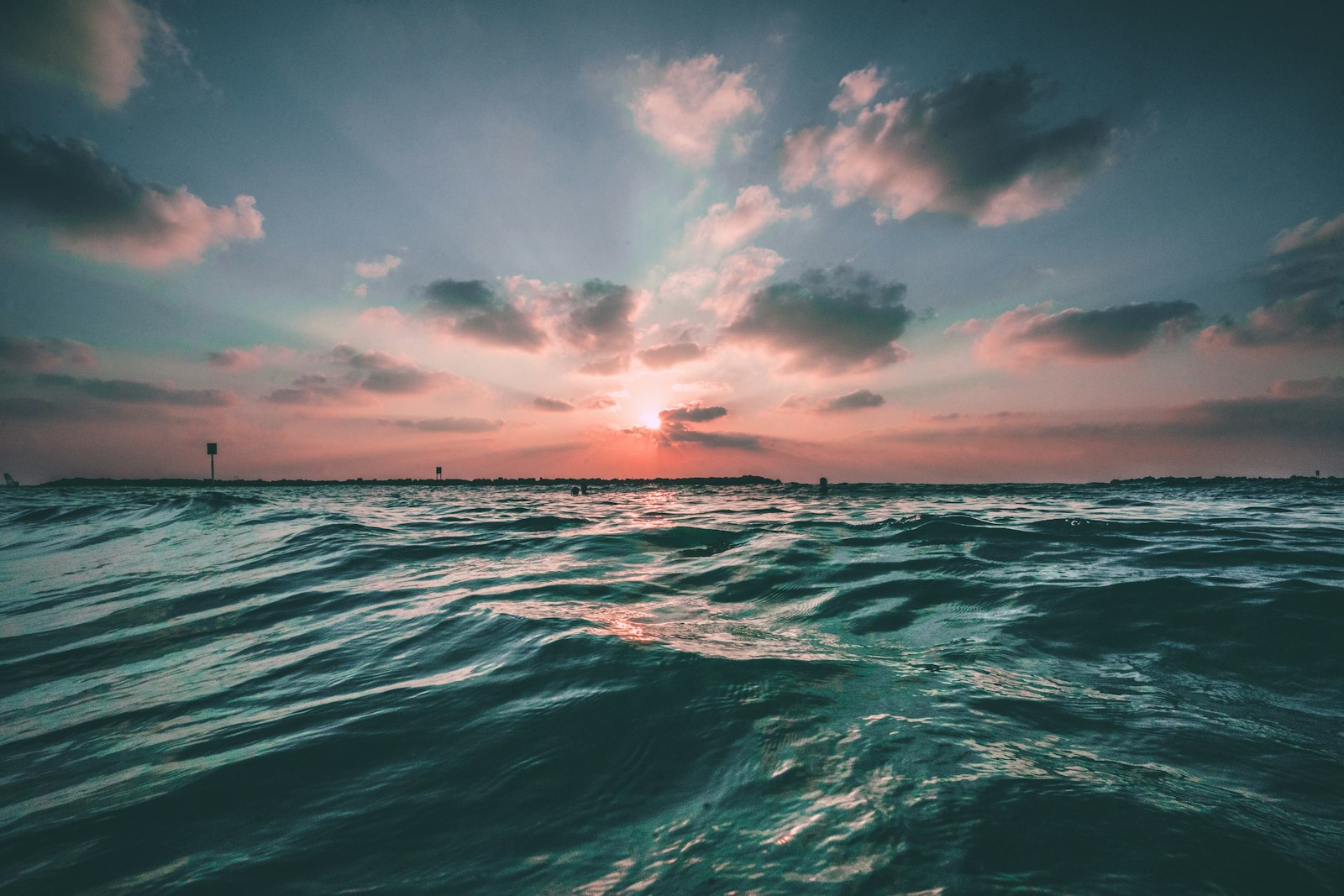 Open ocean under a wide sky, recalling the long Atlantic crossing at the heart of Treasure Island