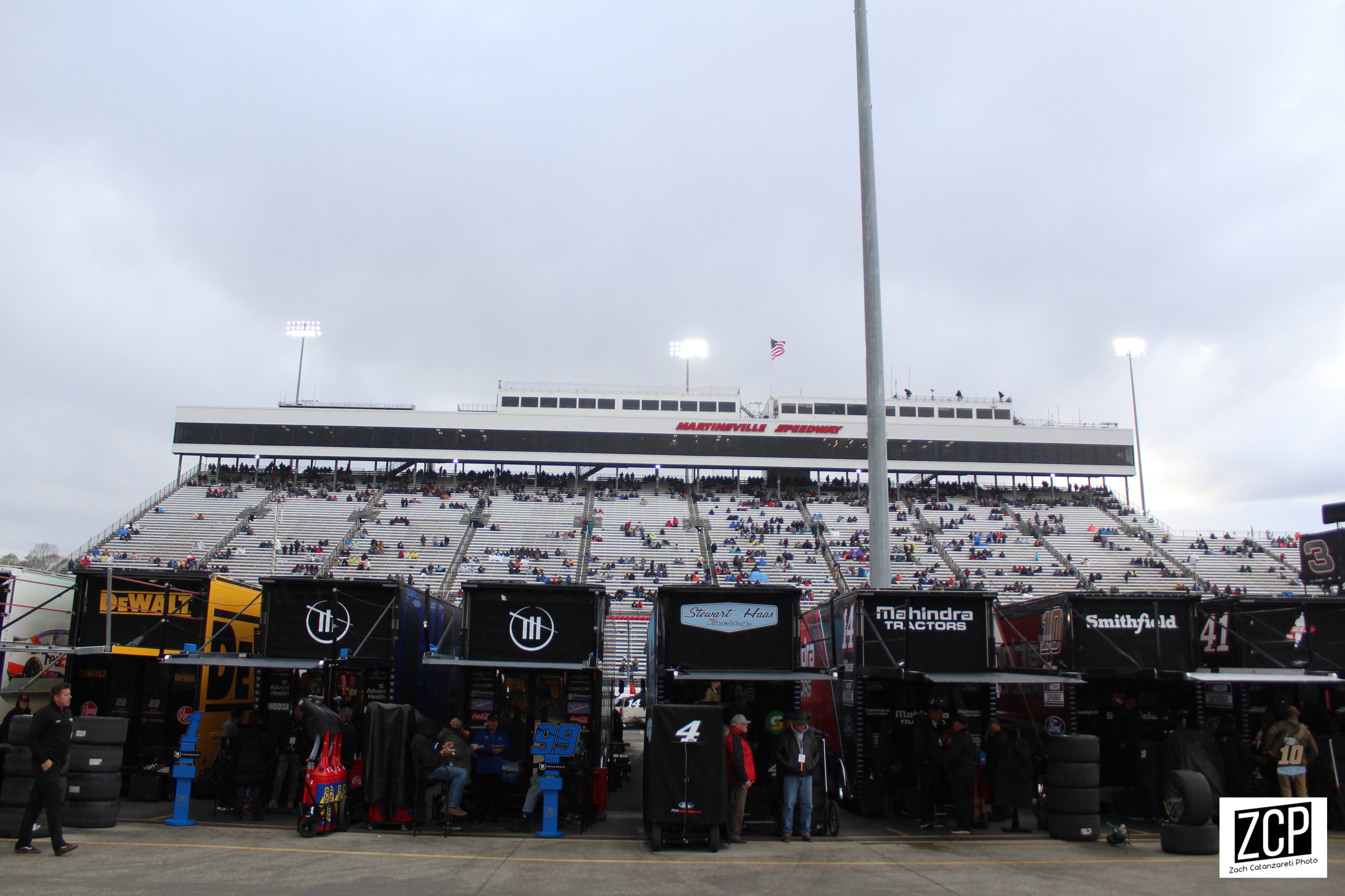 ARCHIVE — Martinsville Speedway grandstands and infield transporters in 2022. This photograph does not show Tristan McKee’s October 30, 2026 qualifying session.