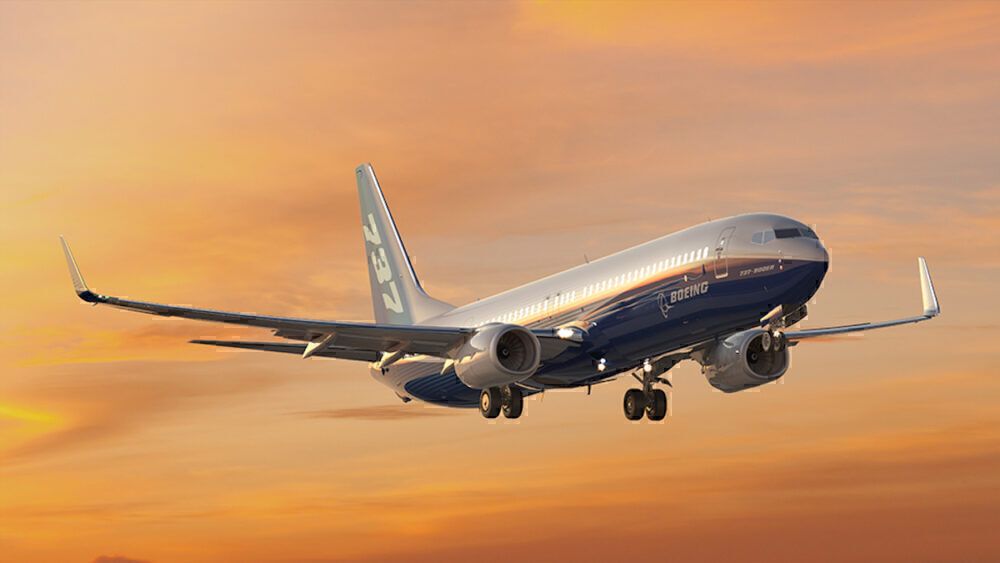 A Boeing 737 jetliner in flight