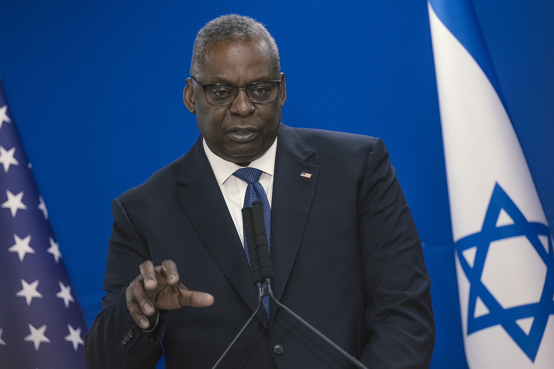 U.S. Defense Secretary Lloyd Austin with Israeli Defense Minister Yoav Gallant in Tel Aviv, December 2023