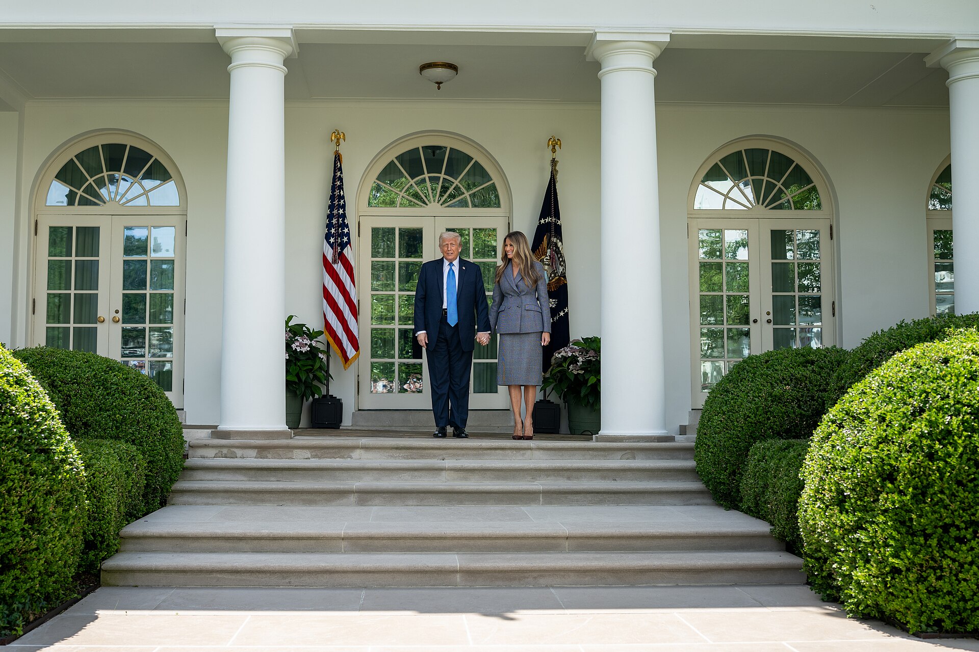 President Donald Trump and First Lady Melania Trump in the White House Rose Garden, file photo