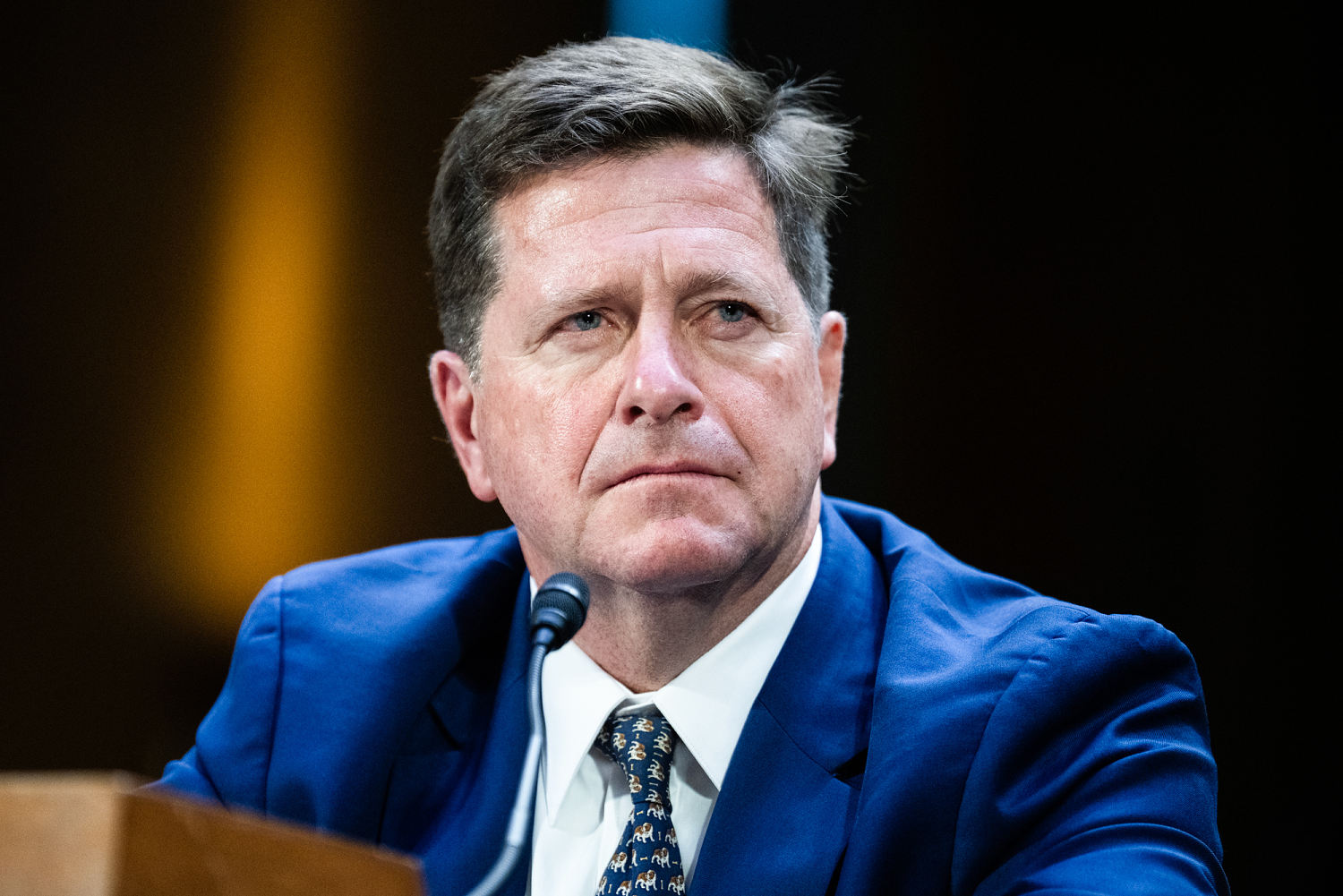 Director of National Intelligence Jay Clayton testifying before a Senate committee