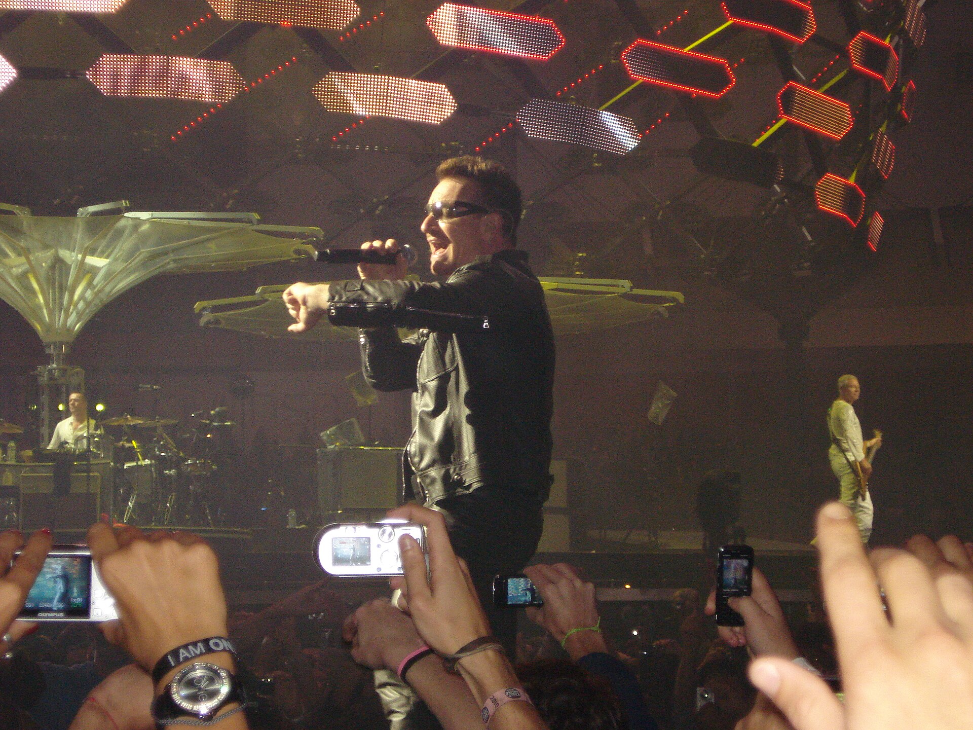 Bono performing in concert in 2010