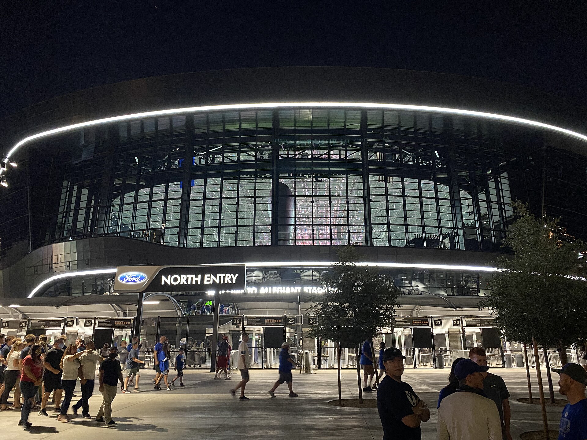 Allegiant Stadium exterior in daylight