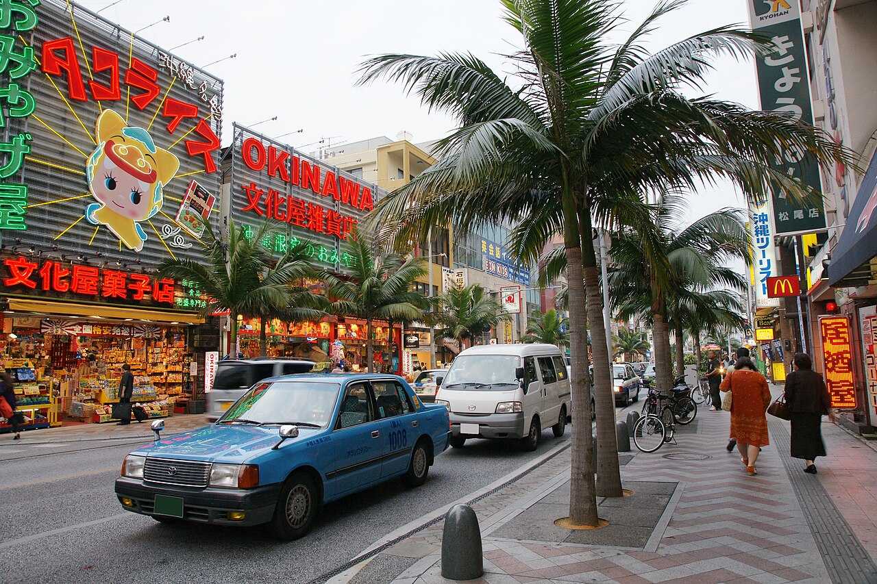 Kokusai-dori (International Street) in Naha, Okinawa, the city where a U.S. Marine was arrested on suspicion of murder