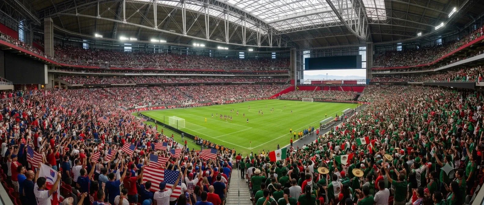 A packed State Farm Stadium for the United States vs Mexico rivalry match
