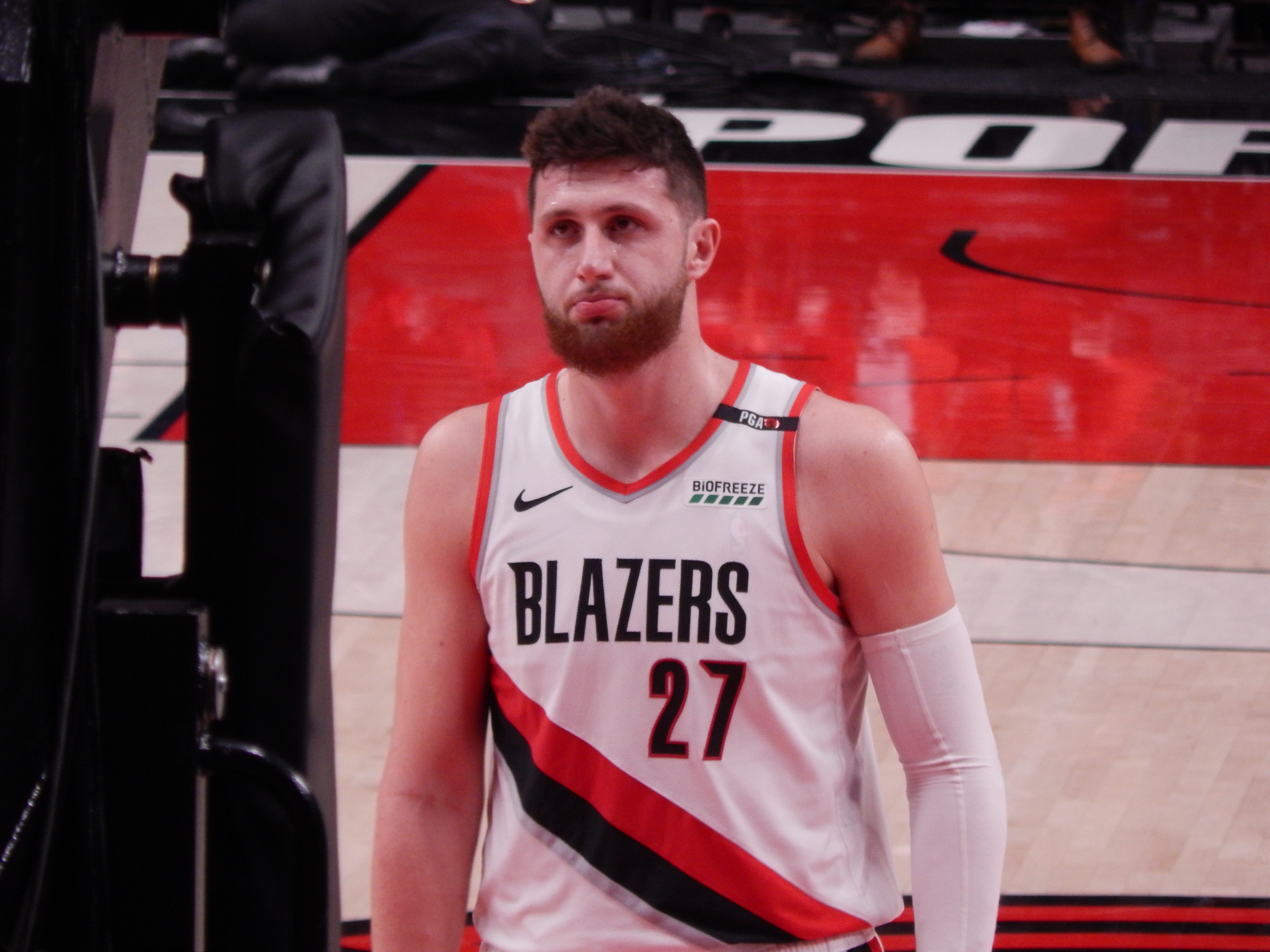 Jusuf Nurkic in action during his Portland years — the Utah Jazz center will miss at least four weeks with a toe injury suffered in the preseason opener
