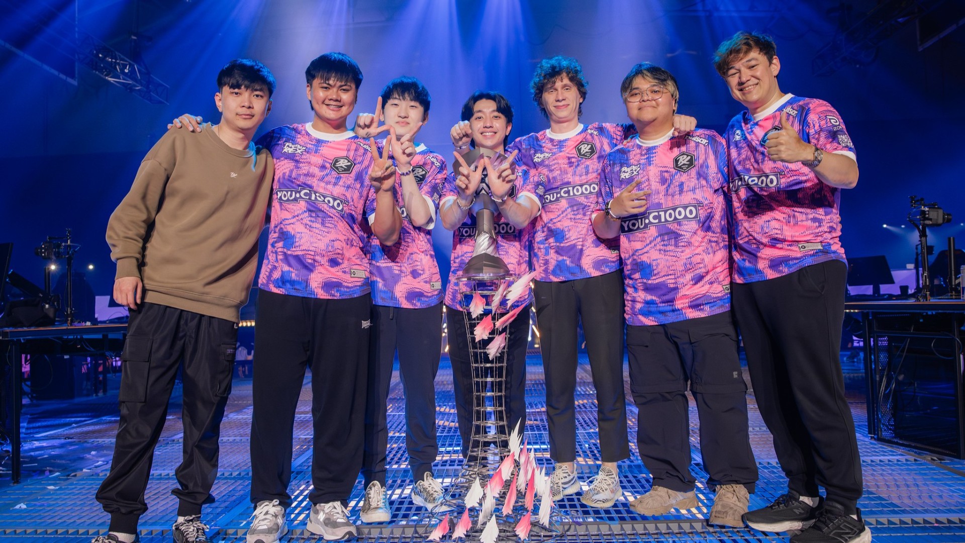 Paper Rex players on stage after winning the VALORANT Masters Toronto championship