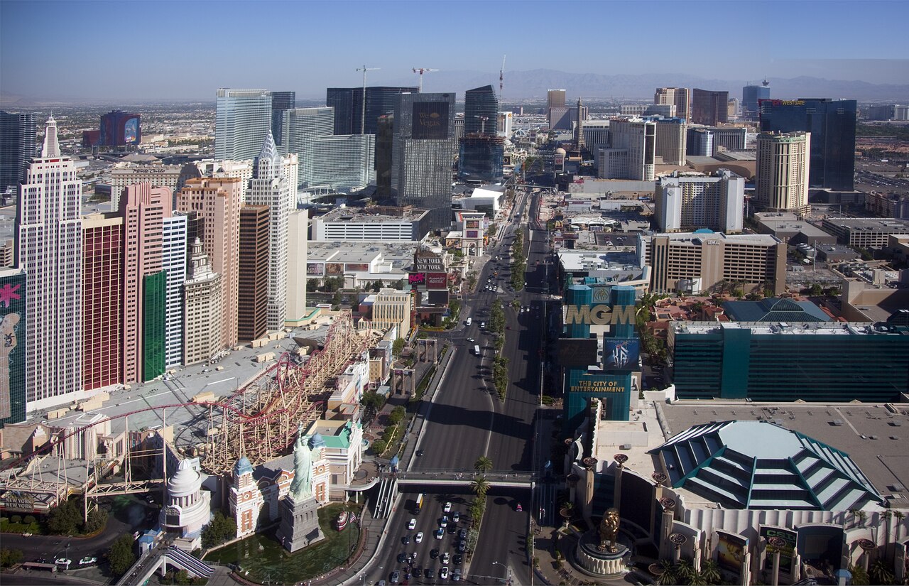 Daytime aerial view of the Las Vegas Strip