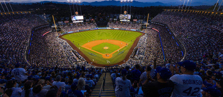 Dodger Stadium at night
