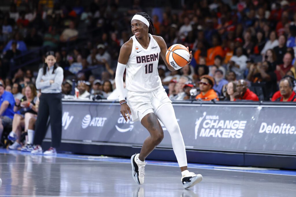 An Atlanta Dream guard in action during the 2026 playoffs