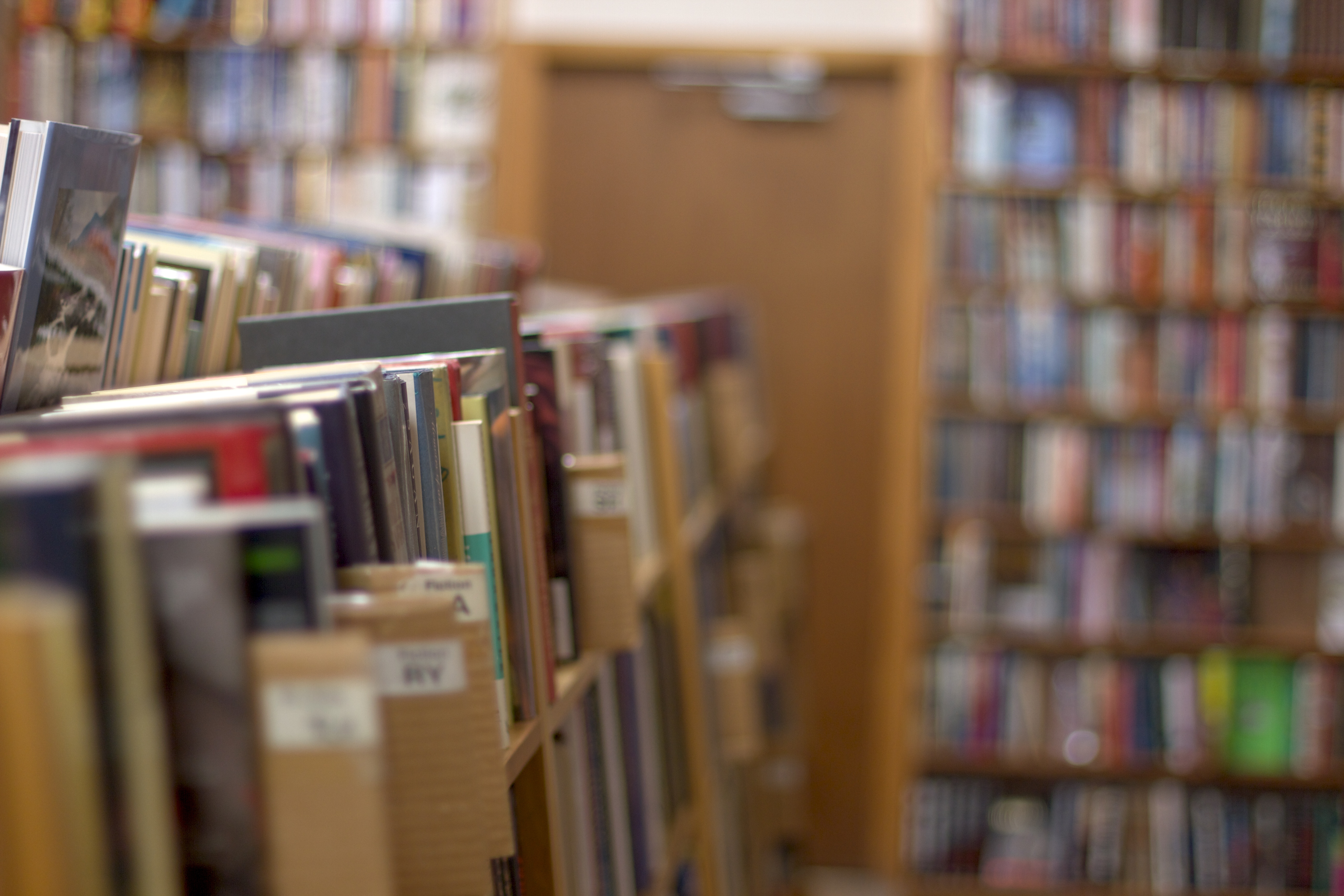 Tall shelves of books inside a bookshop
