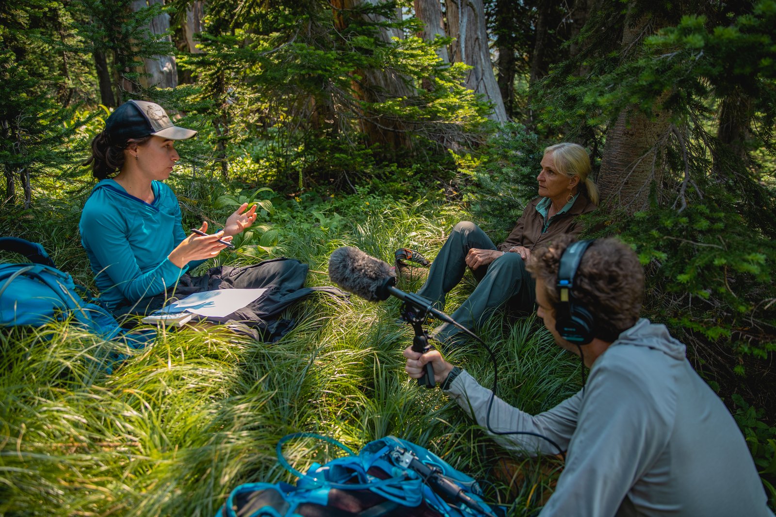 A field podcast interview recorded outdoors in daylight (file photo)