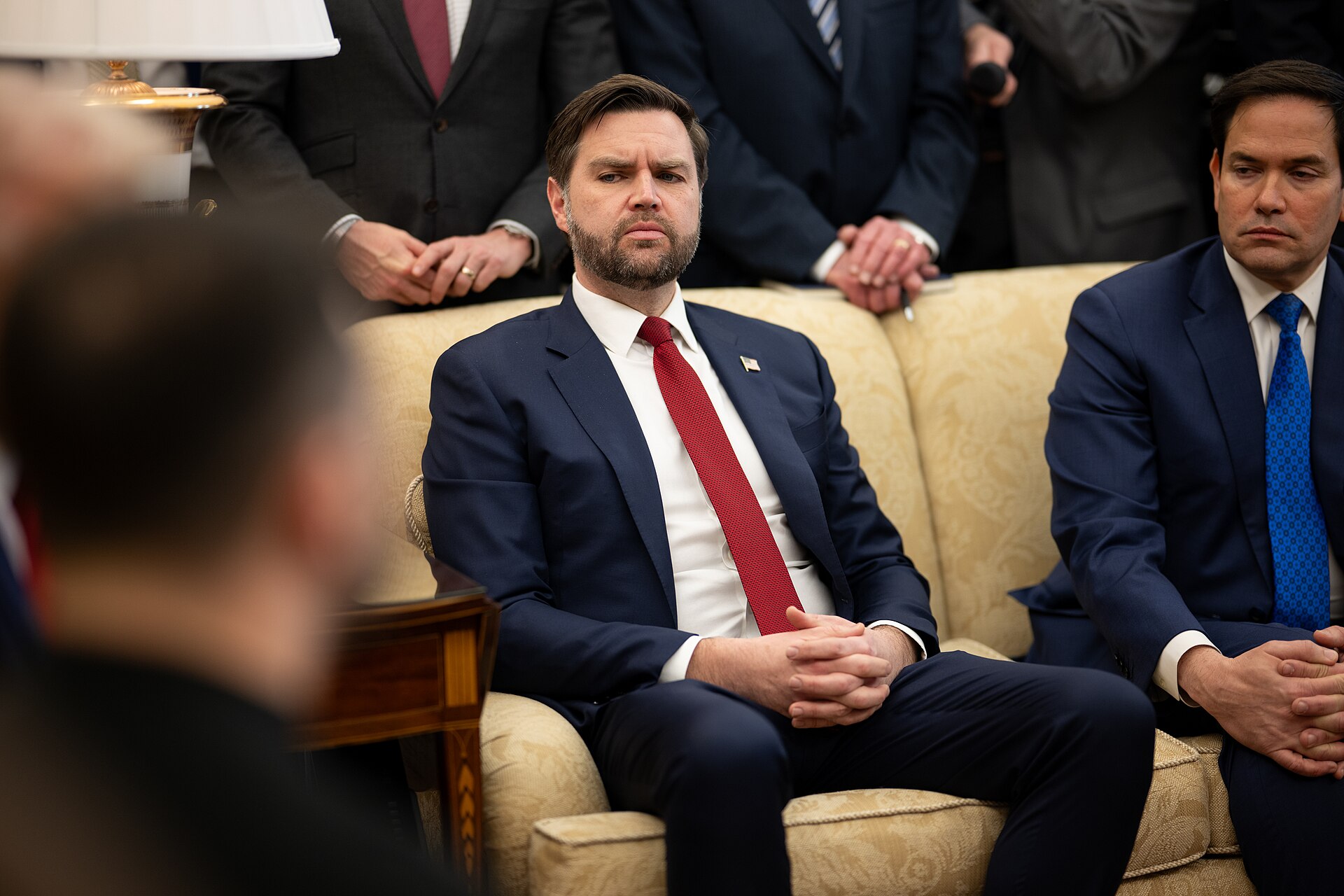President Donald Trump and President Volodymyr Zelenskyy at the White House with JD Vance and Marco Rubio
