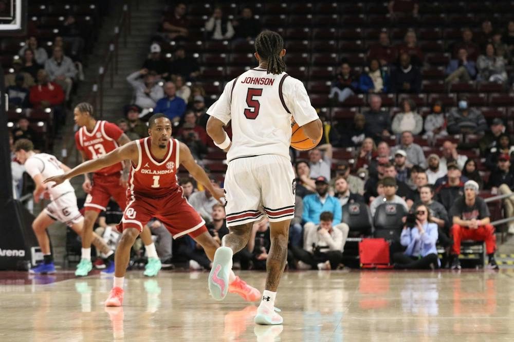 Meechie Johnson Jr. of the South Carolina Gamecocks against Oklahoma