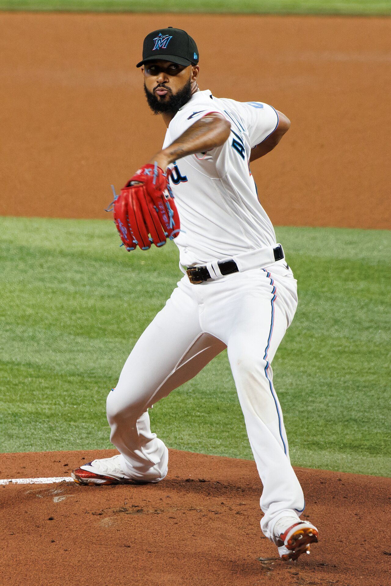Sandy Alcantara pitching for the Miami Marlins