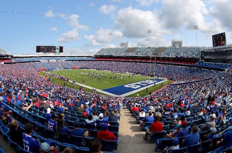 Buffalo Bills quarterback Josh Allen in action at the new Highmark Stadium
