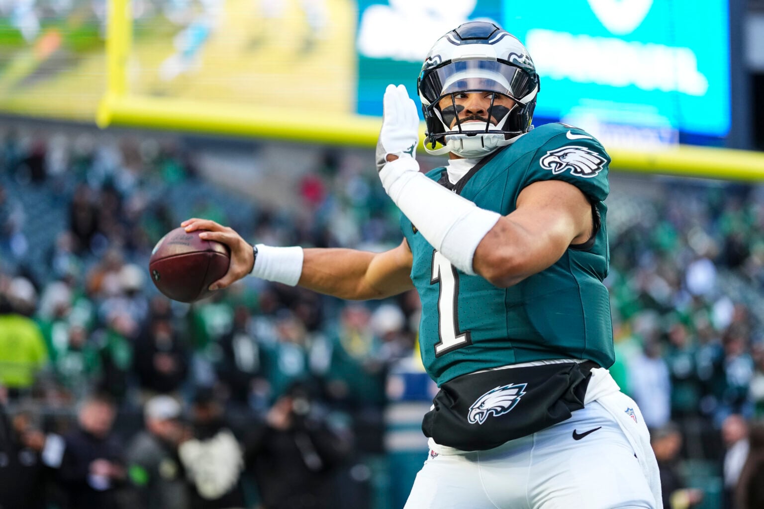 Philadelphia Eagles quarterback Jalen Hurts during the 2026 season